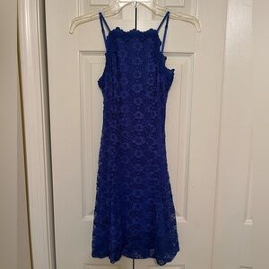 Blue Lace Formal Mini Dress